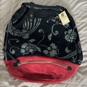 Lucky Brand Black and Red Floral Backpack